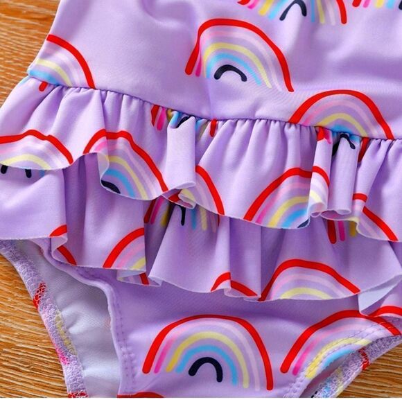 NWT Purple Rainbow Ruffle Baby Swimsuit - Picture 4 of 7